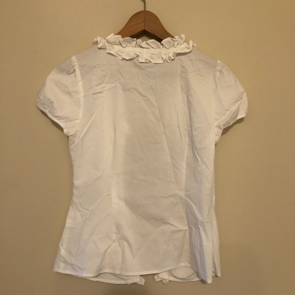 Ann Taylor Loft White Ruffle Blouse - Picture 2 of 5